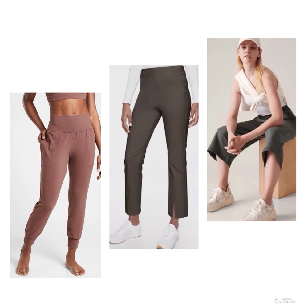 Athleta 3 Piece Athleisure/Activewear Pant Size Medium Excellent Pre Owned